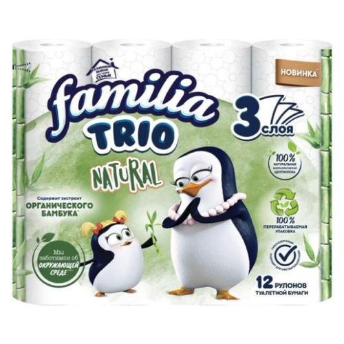 Familia Туалетная Бумага Трио Натуральная 3сл 12×7-140