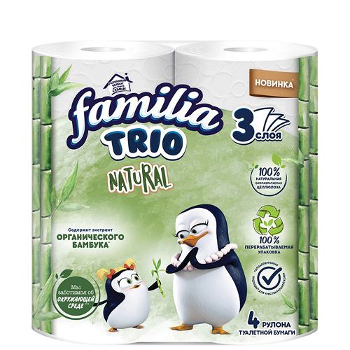 Familia Զուգարանի Թուղթ Տրիո Բնական 3շ 4 գլան