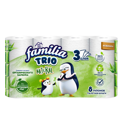 Familia Զուգարանի Թուղթ Տրիո Բնական 3շ 8 գլան
