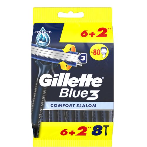 Gillette Blue3 Comfort Slalom Одноразовые Бритвы 6+2штук